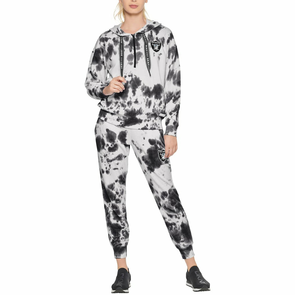 DKNY Sport Women's Dakota Oversized Tie-Dye Half-Zip Hoodie - Las Vegas Raiders