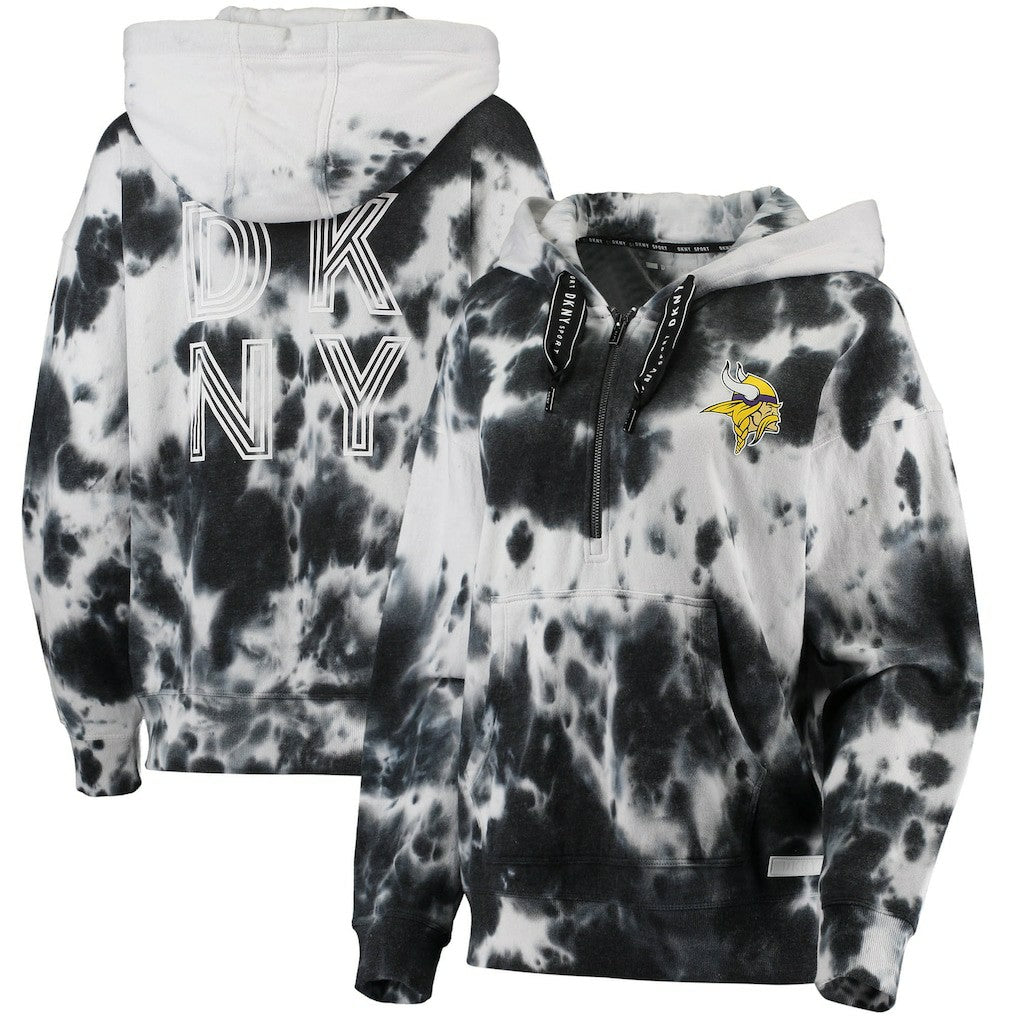 DKNY Sport Women's Dakota Oversized Tie-Dye Half-Zip Hoodie - Minnesota Vikings