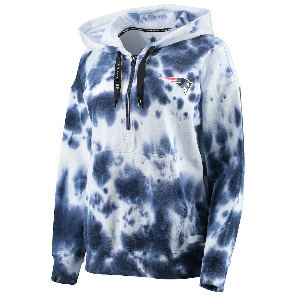 DKNY Sport Women's Dakota Oversized Tie-Dye Half-Zip Hoodie - New England Patriots