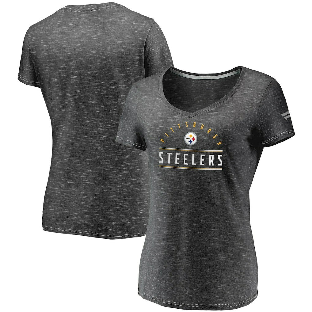Women's League Leader Space Dye V-Neck T-Shirt - Pittsburgh Steelers