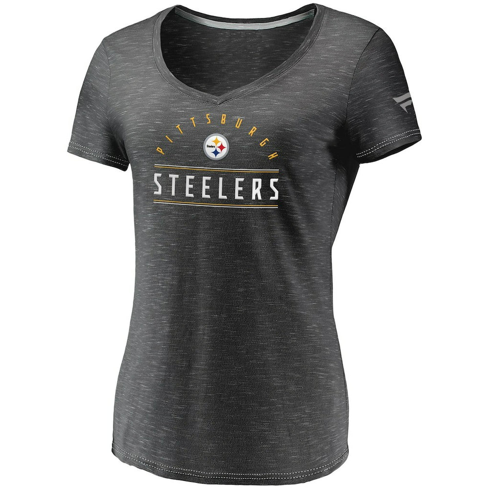 Women's League Leader Space Dye V-Neck T-Shirt - Pittsburgh Steelers