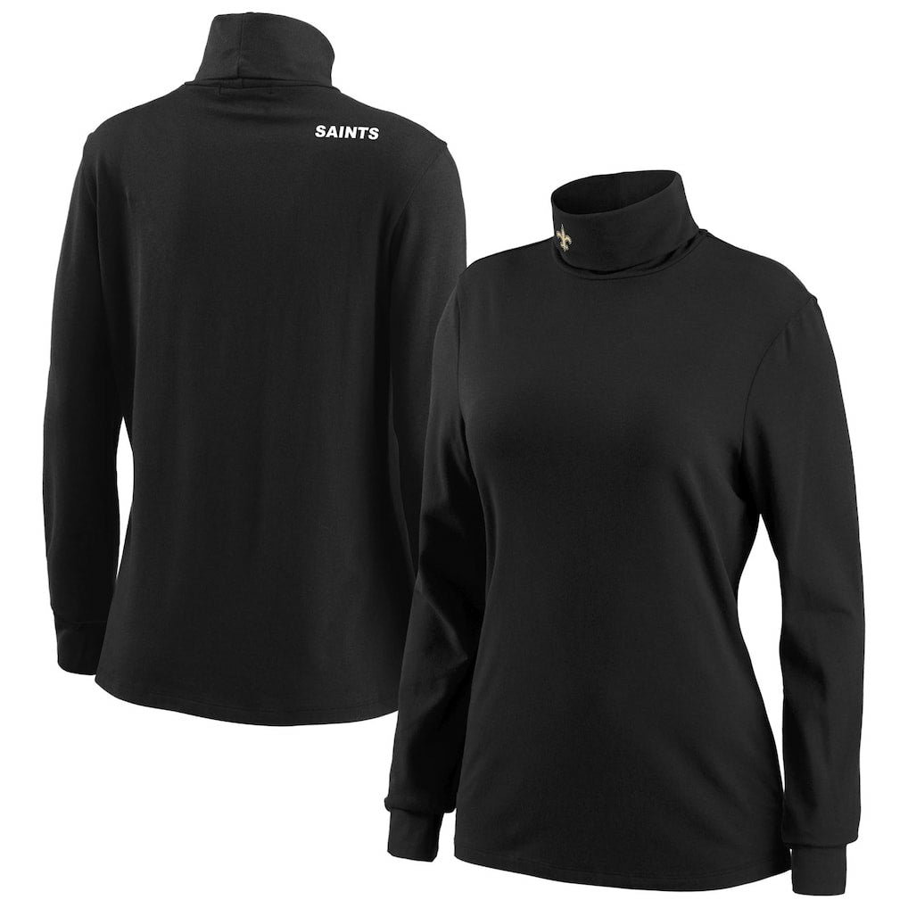 WEAR by Erin Andrews Women's Long Sleeve Tri-Blend Turtleneck T-Shirt - New Orleans Saints