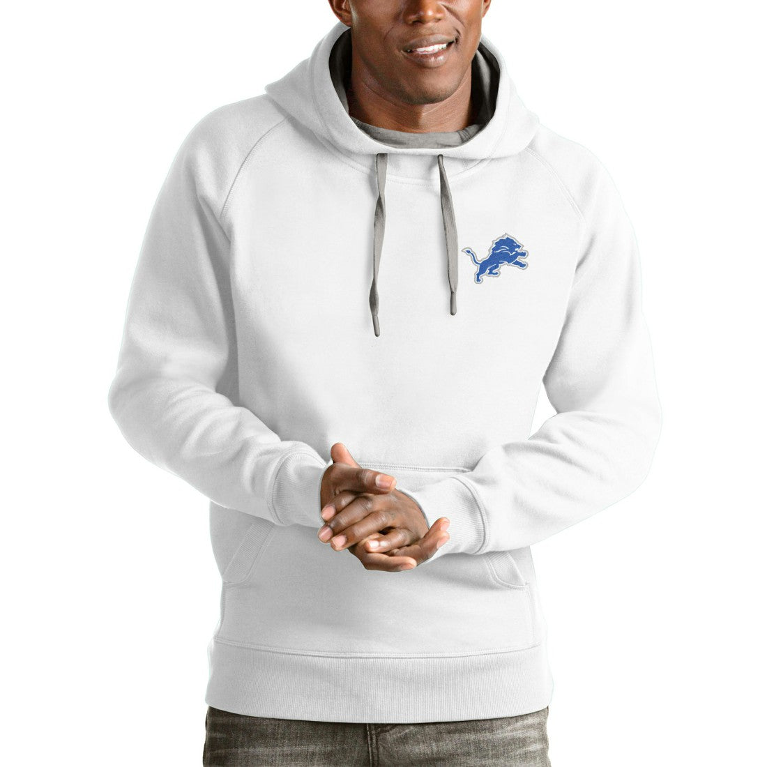 Antigua Logo Victory Pullover Hoodie - Detroit Lions