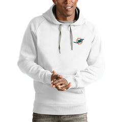 Antigua Logo Victory Pullover Hoodie - Miami Dolphins