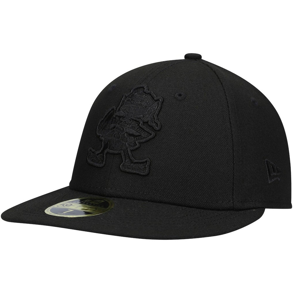 Historic Logo Black on Black Low Profile 59FIFTY II Fitted Hat - Cleveland Browns