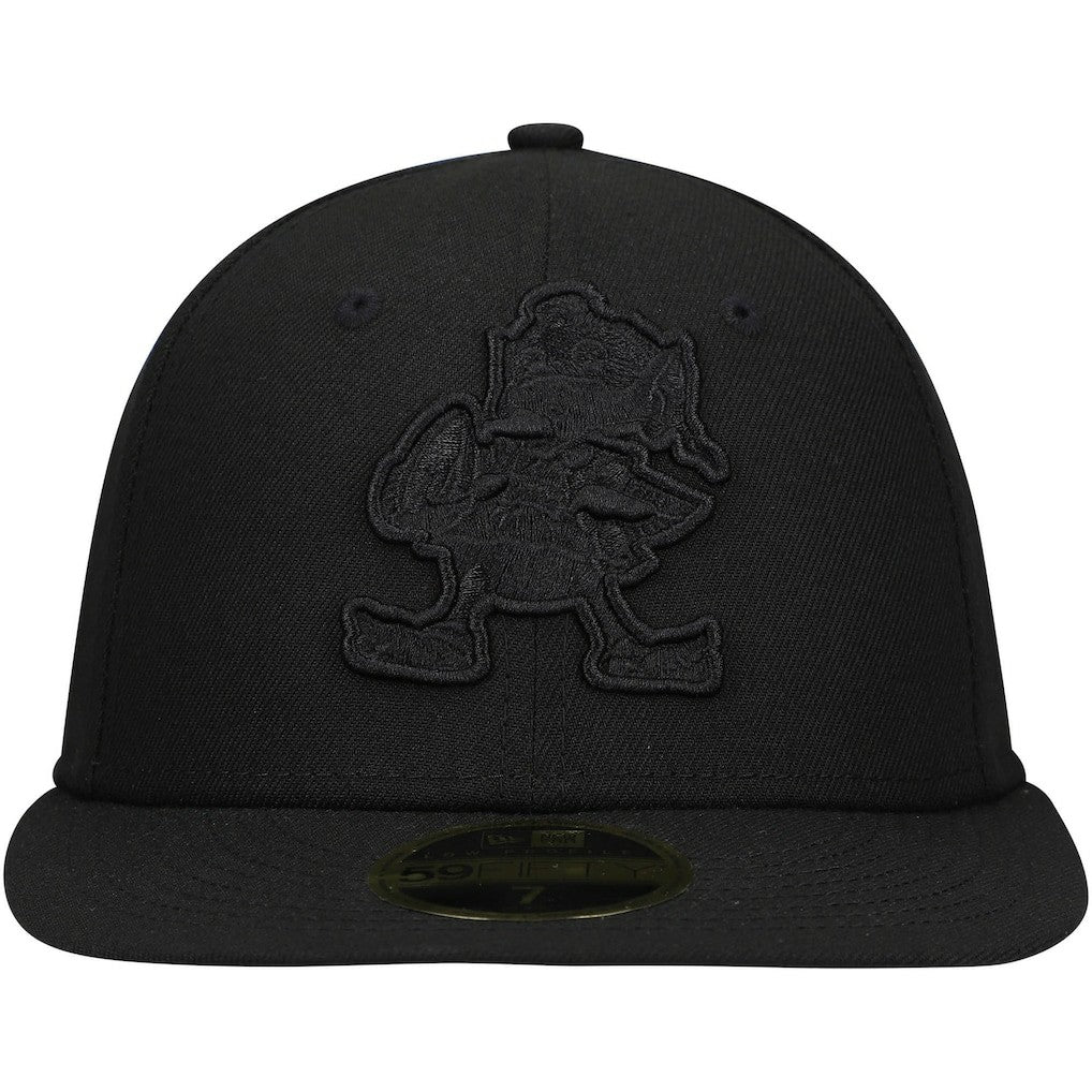 Historic Logo Black on Black Low Profile 59FIFTY II Fitted Hat - Cleveland Browns