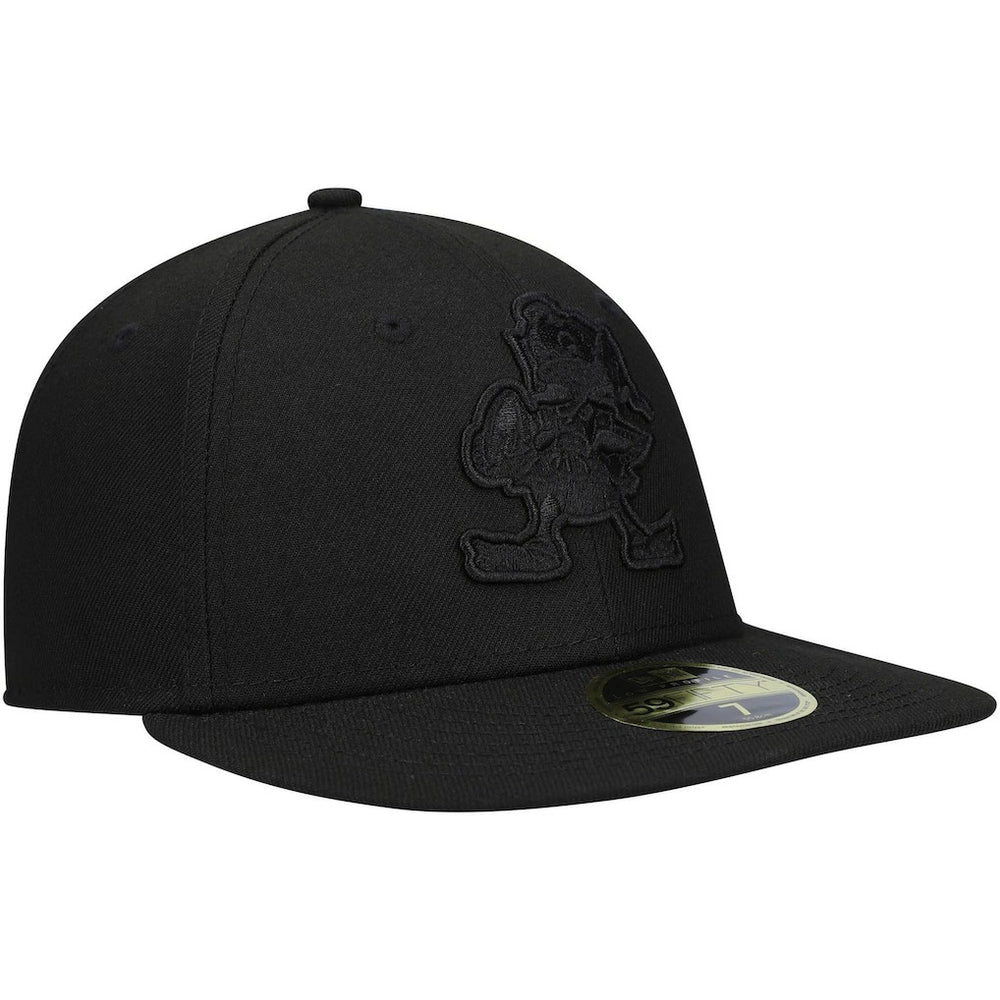Historic Logo Black on Black Low Profile 59FIFTY II Fitted Hat - Cleveland Browns