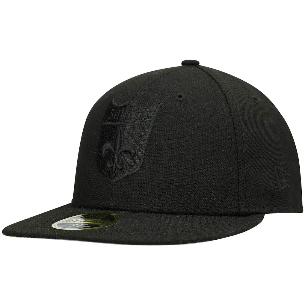 Historic Logo Black on Black Low Profile 59FIFTY II Fitted Hat - New Orleans Saints