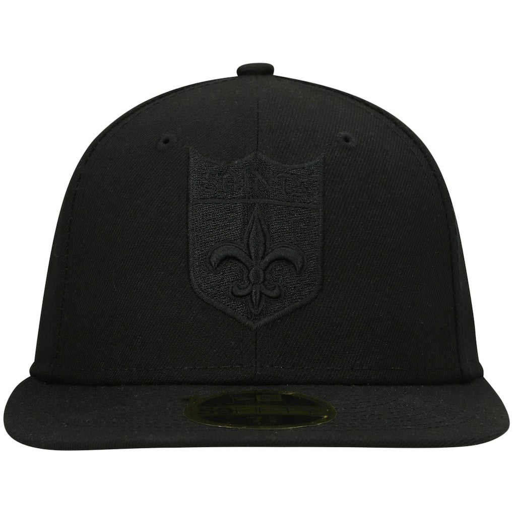 Historic Logo Black on Black Low Profile 59FIFTY II Fitted Hat - New Orleans Saints