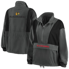NHL Charcoal Chicago Blackhawks WEAR by Erin Andrews Women's Popover Packable Half-Zip Jacket
