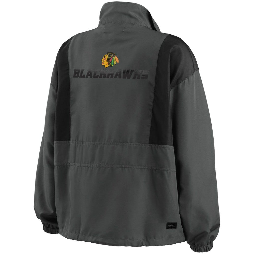 NHL Charcoal Chicago Blackhawks WEAR by Erin Andrews Women's Popover Packable Half-Zip Jacket