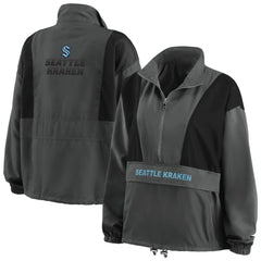 NHL Charcoal Seattle Kraken WEAR by Erin Andrews Women's Popover Packable Half-Zip Jacket