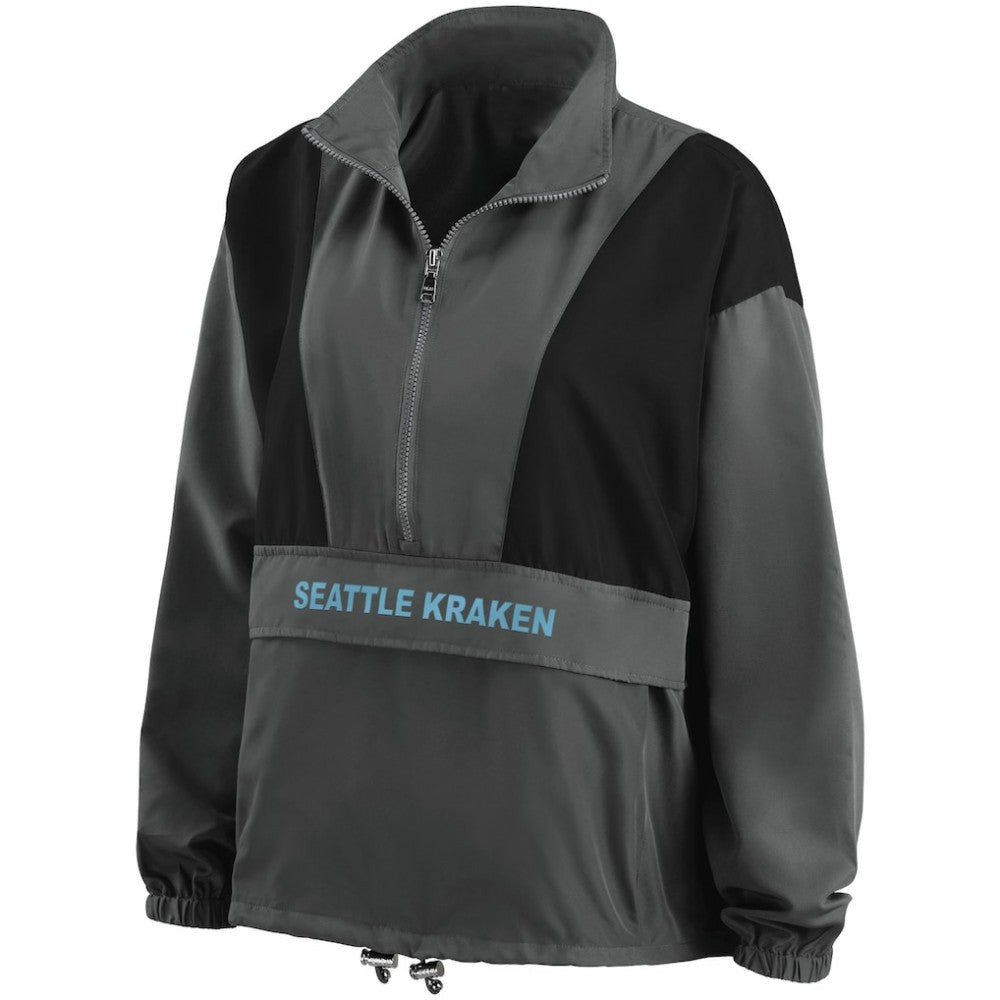 NHL Charcoal Seattle Kraken WEAR by Erin Andrews Women's Popover Packable Half-Zip Jacket