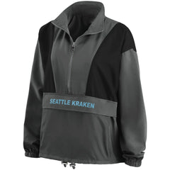 NHL Charcoal Seattle Kraken WEAR by Erin Andrews Women's Popover Packable Half-Zip Jacket