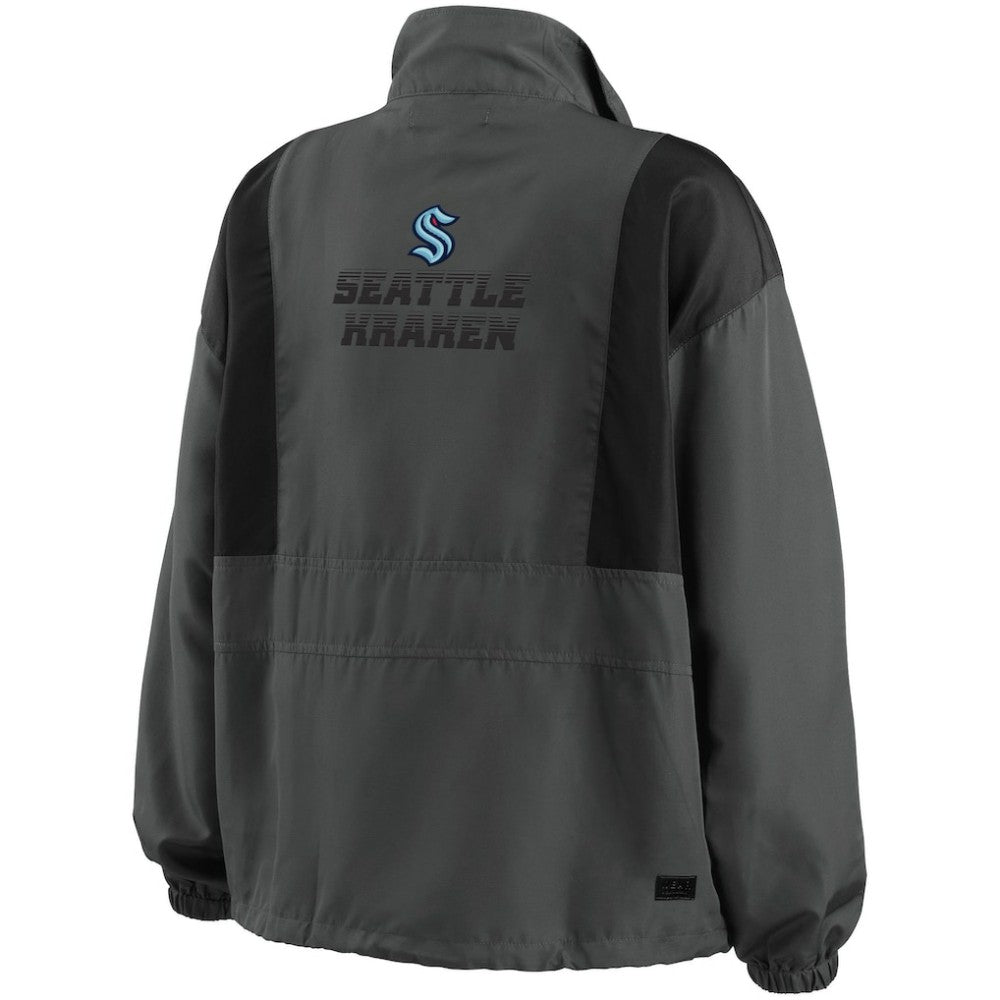 NHL Charcoal Seattle Kraken WEAR by Erin Andrews Women's Popover Packable Half-Zip Jacket