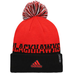 NHL Red/Black Chicago Blackhawks adidas COLD.RDY Cuffed Knit Hat with Pom