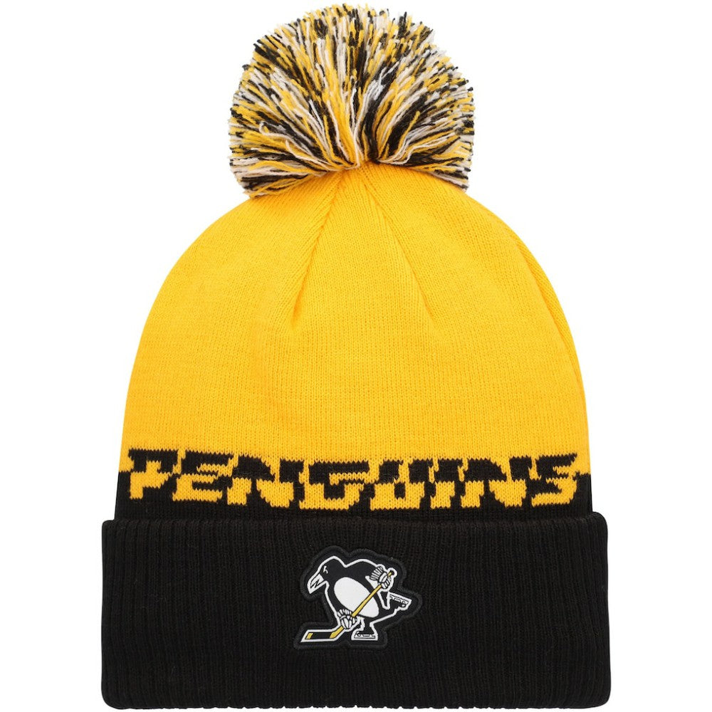 NHL Yellow/Black Pittsburgh Penguins adidas COLD.RDY Cuffed Knit Hat with Pom
