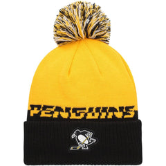 NHL Yellow/Black Pittsburgh Penguins adidas COLD.RDY Cuffed Knit Hat with Pom