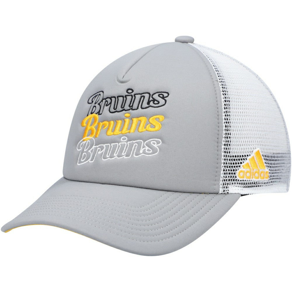 NHL Gray/White Boston Bruins adidas Women's Foam Trucker Snapback Hat