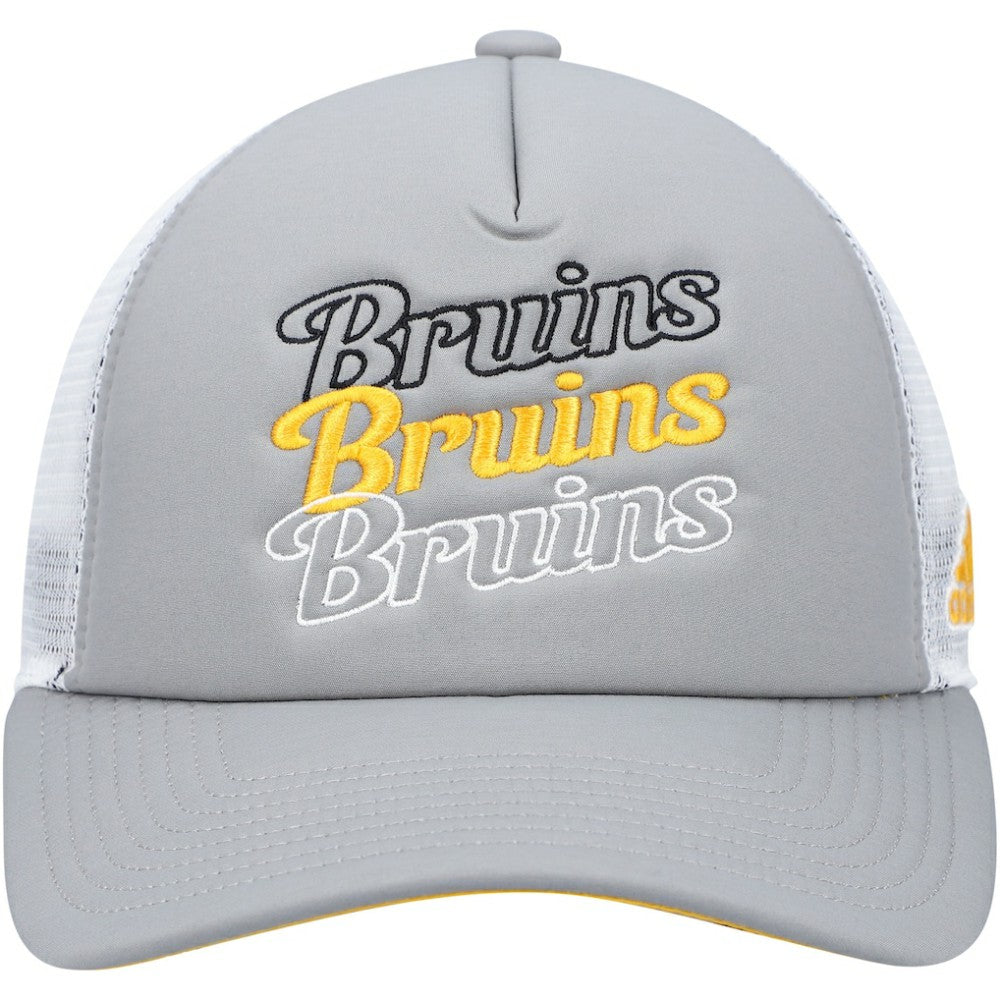 NHL Gray/White Boston Bruins adidas Women's Foam Trucker Snapback Hat