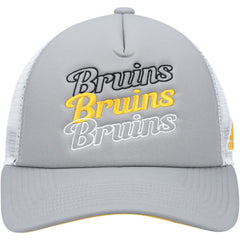 NHL Gray/White Boston Bruins adidas Women's Foam Trucker Snapback Hat