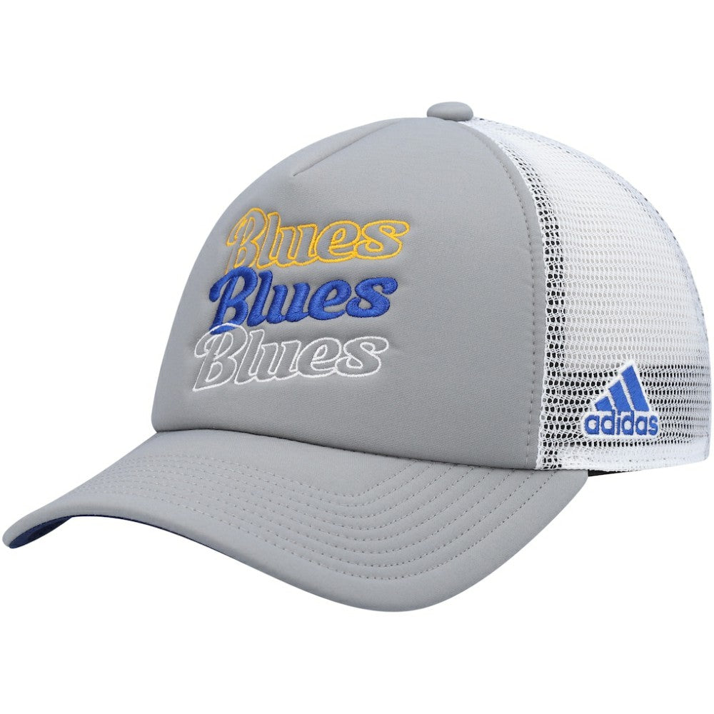 NHL Gray/White St. Louis Blues adidas Women's Foam Trucker Snapback Hat