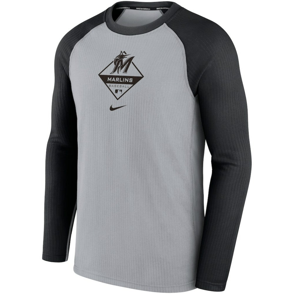 MLB Miami Marlins Nike Game Authentic Collection Performance Raglan Long Sleeve T-Shirt