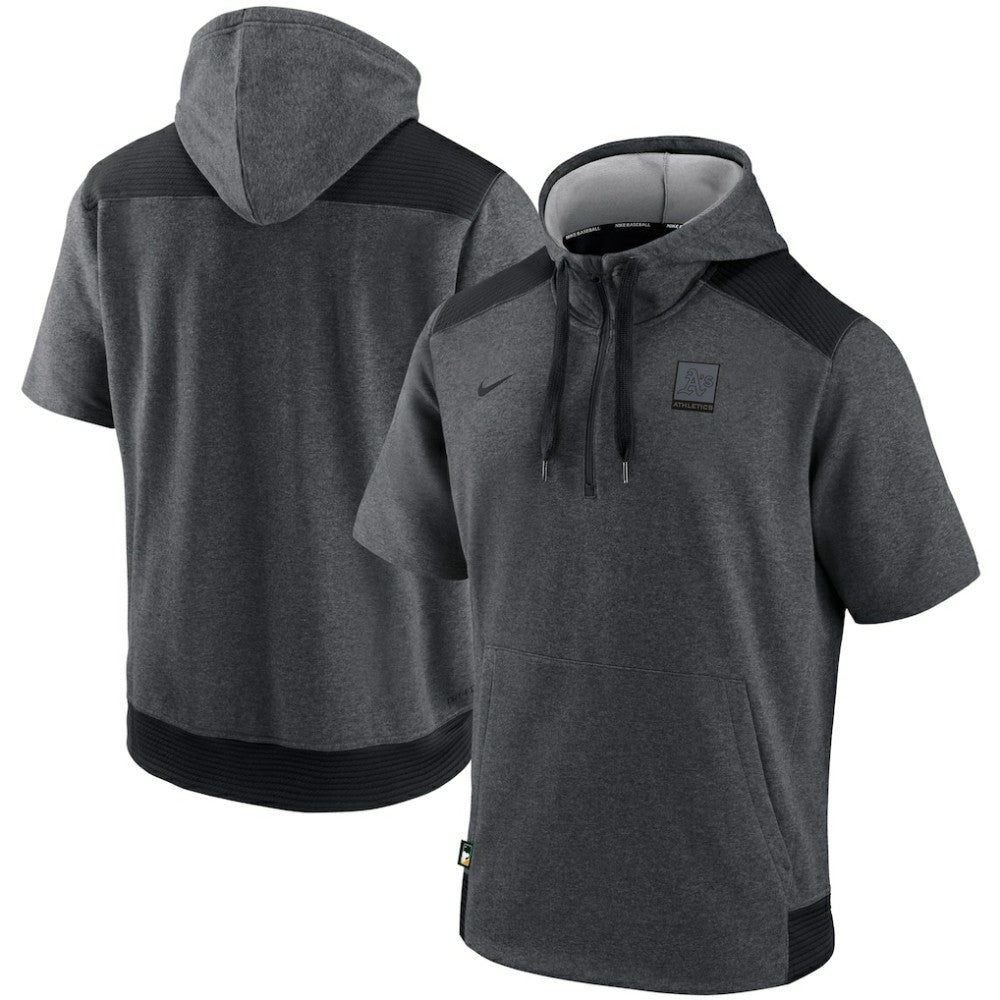 MLB Athletics Nike Authentic Collection Dry Flux Performance Quarter-Zip Short Sleeve Hoodie