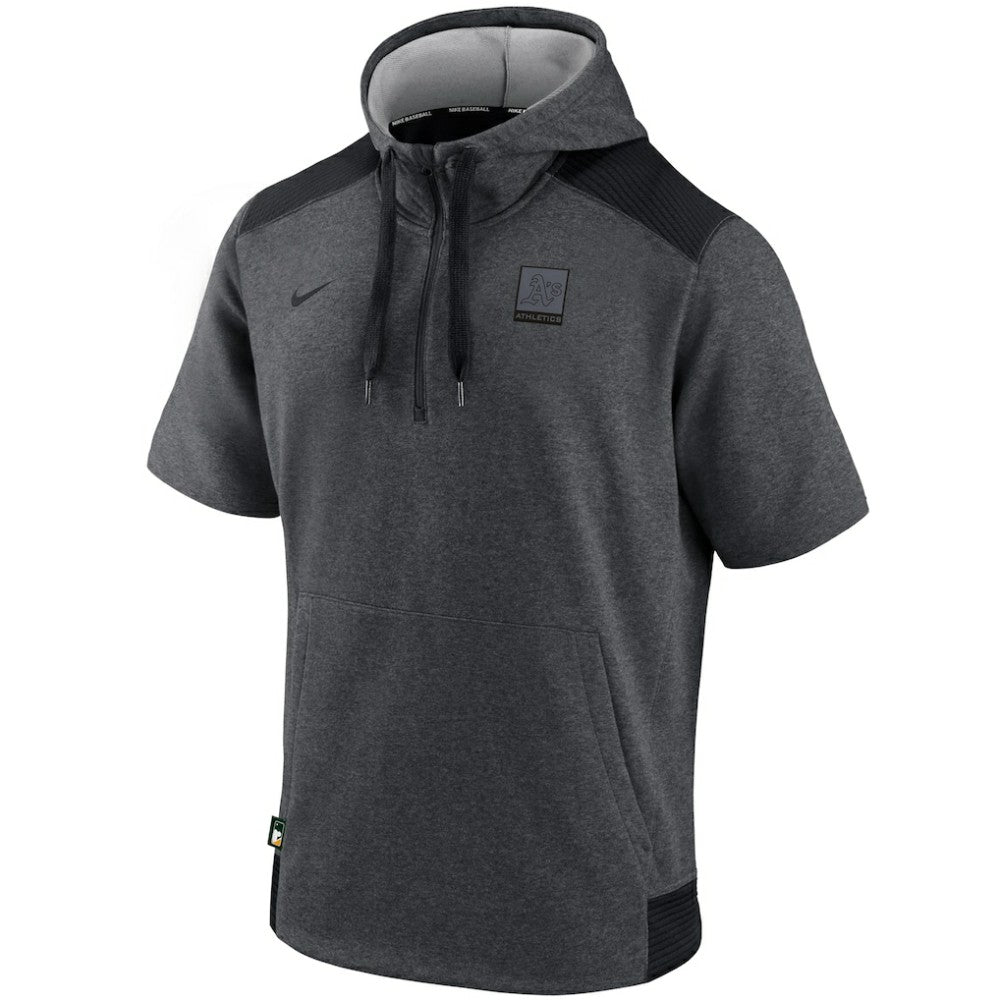 MLB Athletics Nike Authentic Collection Dry Flux Performance Quarter-Zip Short Sleeve Hoodie