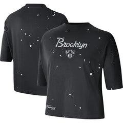 NBA Brooklyn Nets Women's Courtside Splatter Cropped T-Shirt
