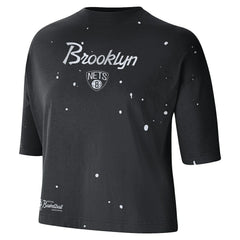 NBA Brooklyn Nets Women's Courtside Splatter Cropped T-Shirt