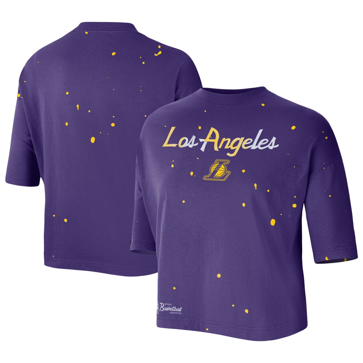 NBA Los Angeles Lakers Women's Courtside Splatter Cropped T-Shirt