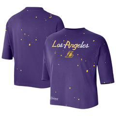 NBA Los Angeles Lakers Women's Courtside Splatter Cropped T-Shirt