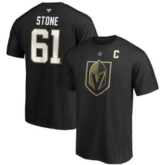 NHL Black Mark Stone Vegas Golden Knights Fanatics Authentic Stack Player Name & Number Captain Patch T-Shirt