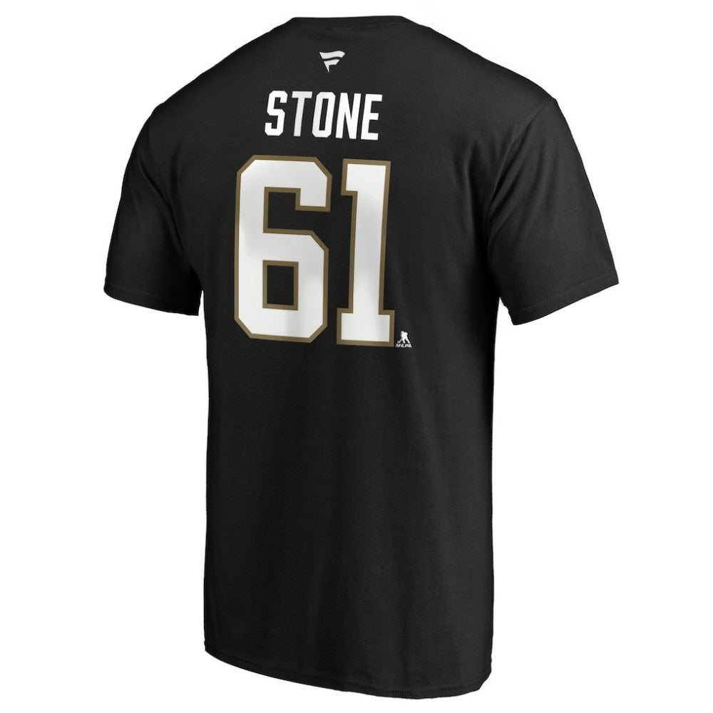 NHL Black Mark Stone Vegas Golden Knights Fanatics Authentic Stack Player Name & Number Captain Patch T-Shirt