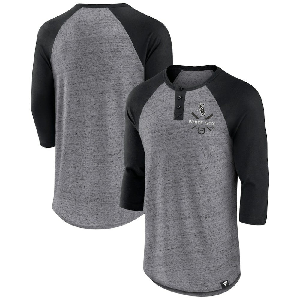 MLB Chicago White Sox Fanatics Iconic Above Heat Speckled Raglan Henley 3/4 Sleeve T-Shirt