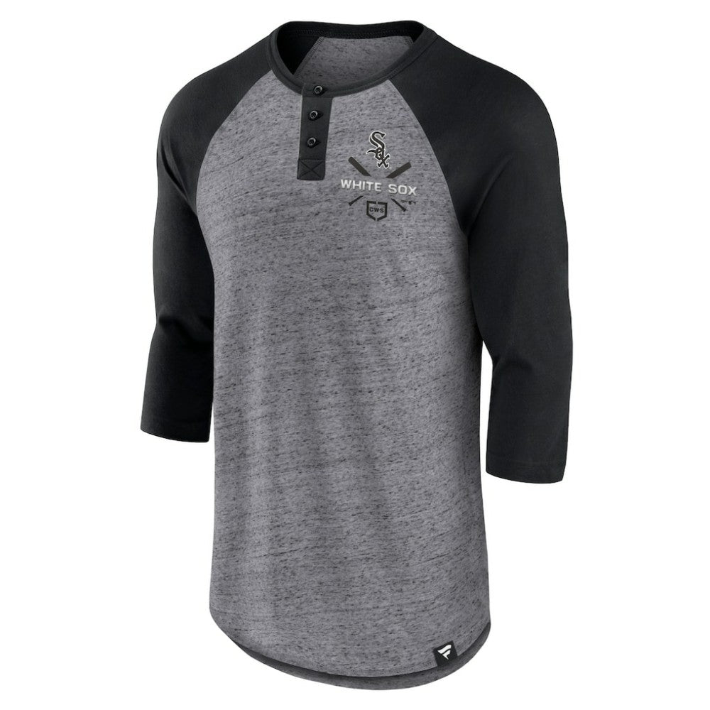 MLB Chicago White Sox Fanatics Iconic Above Heat Speckled Raglan Henley 3/4 Sleeve T-Shirt