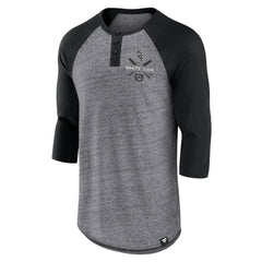 MLB Chicago White Sox Fanatics Iconic Above Heat Speckled Raglan Henley 3/4 Sleeve T-Shirt