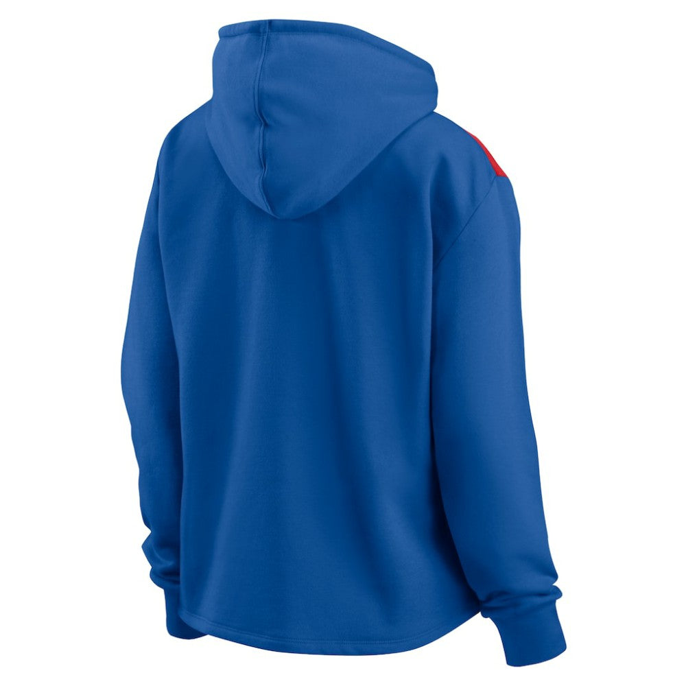 MLB Chicago Cubs Fanatics Women's Iconic Overslide Color-Block Quarter-Zip Hoodie