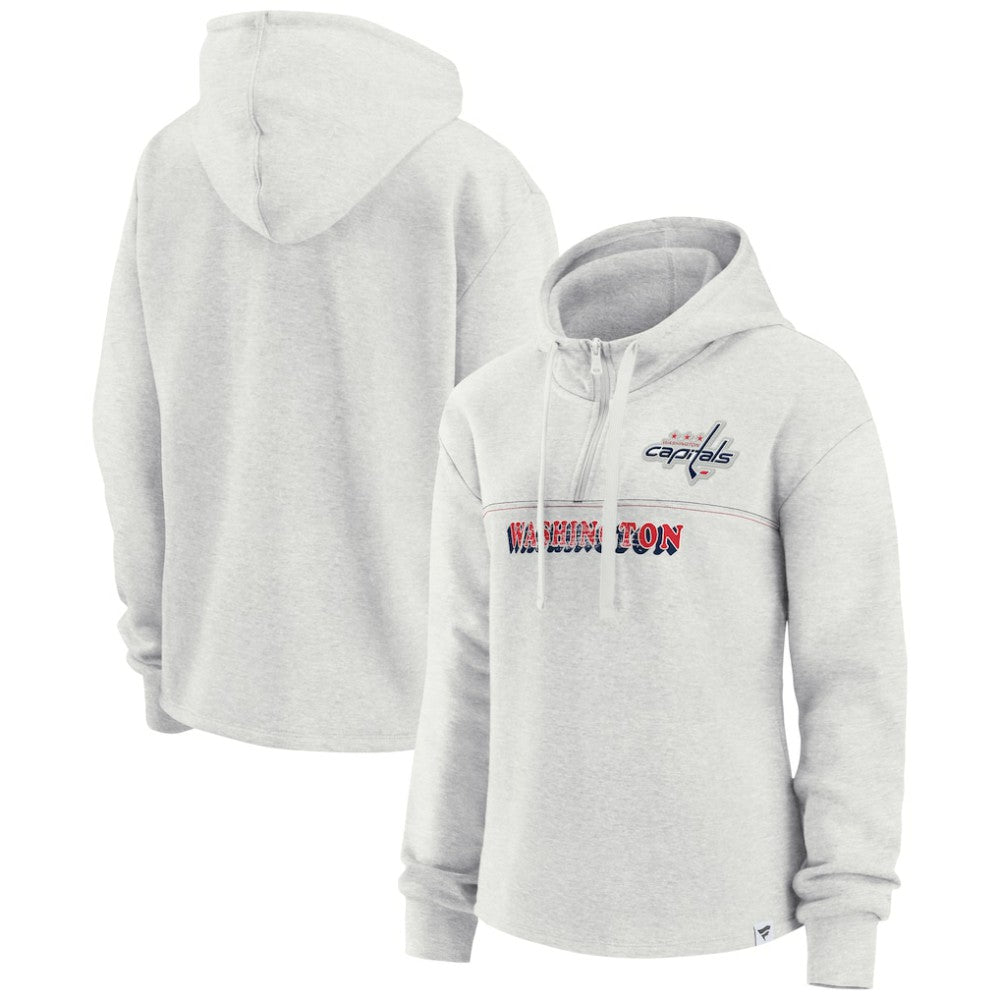 NHL Ash Washington Capitals Fanatics Women's True Classics Legacy Quarter-Zip Hoodie