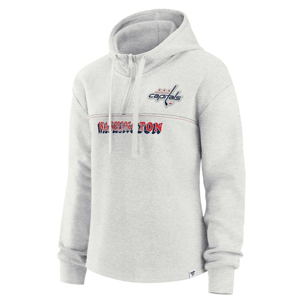 NHL Ash Washington Capitals Fanatics Women's True Classics Legacy Quarter-Zip Hoodie