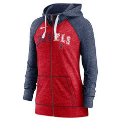 MLB Los Angeles Angels Nike Women's Split Wordmark Gym Vintage Raglan Lightweight Full-Zip Hoodie