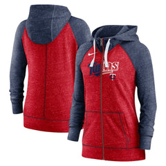 MLB Minnesota Twins Nike Women's Split Wordmark Gym Vintage Raglan Lightweight Full-Zip Hoodie