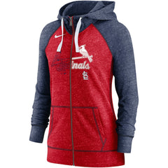 MLB St. Louis Cardinals Nike Women's Split Wordmark Gym Vintage Raglan Lightweight Full-Zip Hoodie