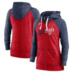MLB Washington Nationals Nike Women's Split Wordmark Gym Vintage Raglan Lightweight Full-Zip Hoodie
