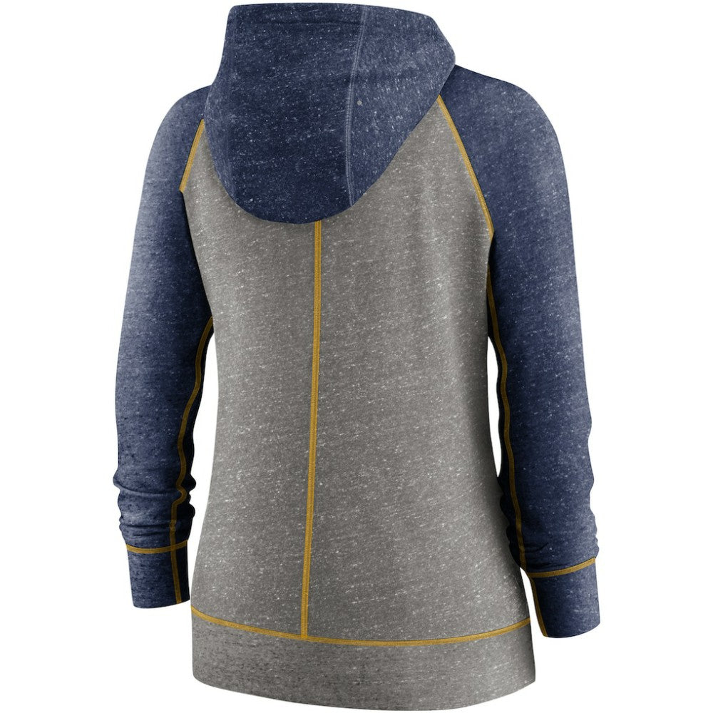 MLB Milwaukee Brewers Nike Women's Split Wordmark Gym Vintage Raglan Lightweight Full-Zip Hoodie