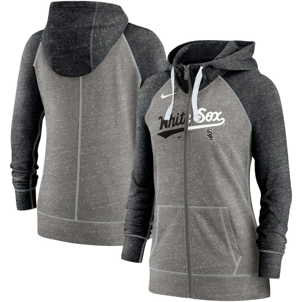 MLB Chicago White Sox Nike Women's Split Wordmark Gym Vintage Raglan Lightweight Full-Zip Hoodie