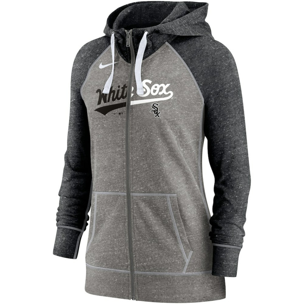 MLB Chicago White Sox Nike Women's Split Wordmark Gym Vintage Raglan Lightweight Full-Zip Hoodie
