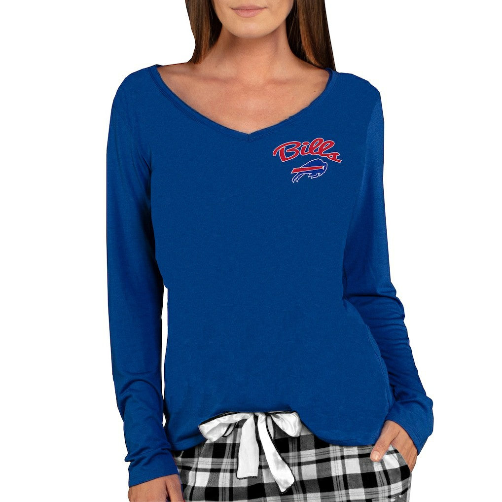 Concepts Sport Women's Marathon Knit Long Sleeve Lightweight V-Neck Lounge Top - Buffalo Bills