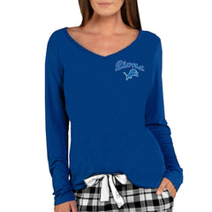 Concepts Sport Women's Marathon Knit Long Sleeve Lightweight V-Neck Lounge Top - Detroit Lions
